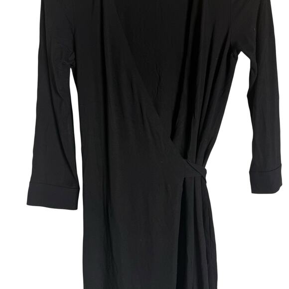 Diane von Furstenberg Julian Black 3/4 Sleeve V-Neck Tie Waist Wrap Dress Size 2 - Picture 5 of 9